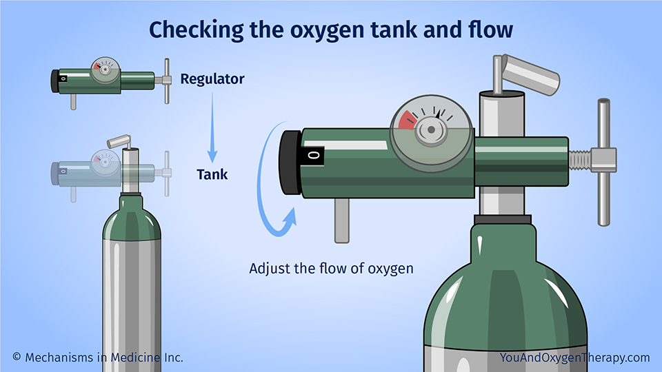 Checking the oxygen tank and flow