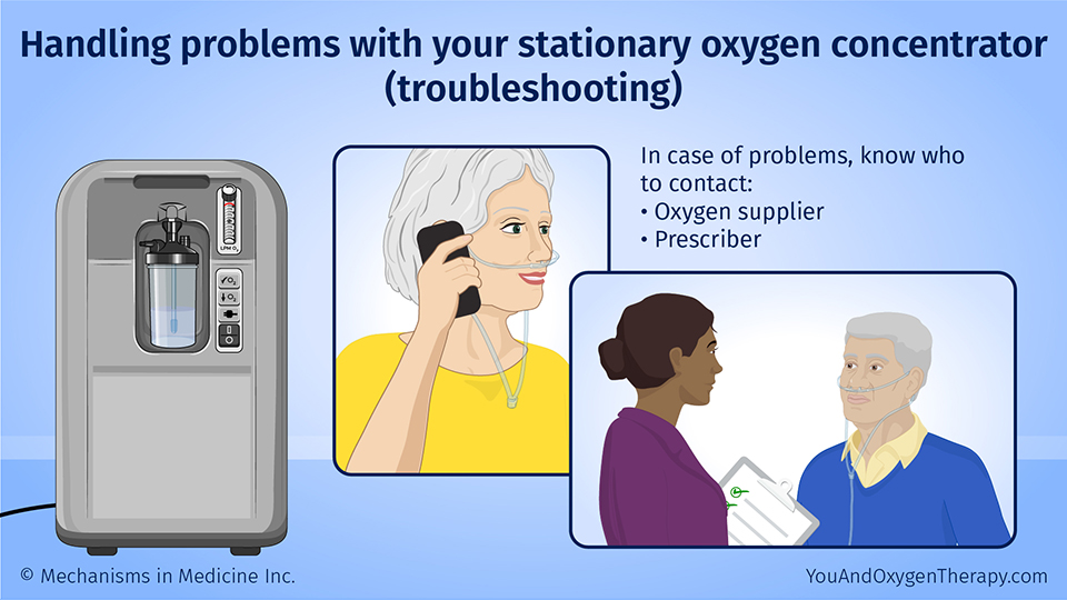 Handling problems with your stationary oxygen concentrator (troubleshooting)